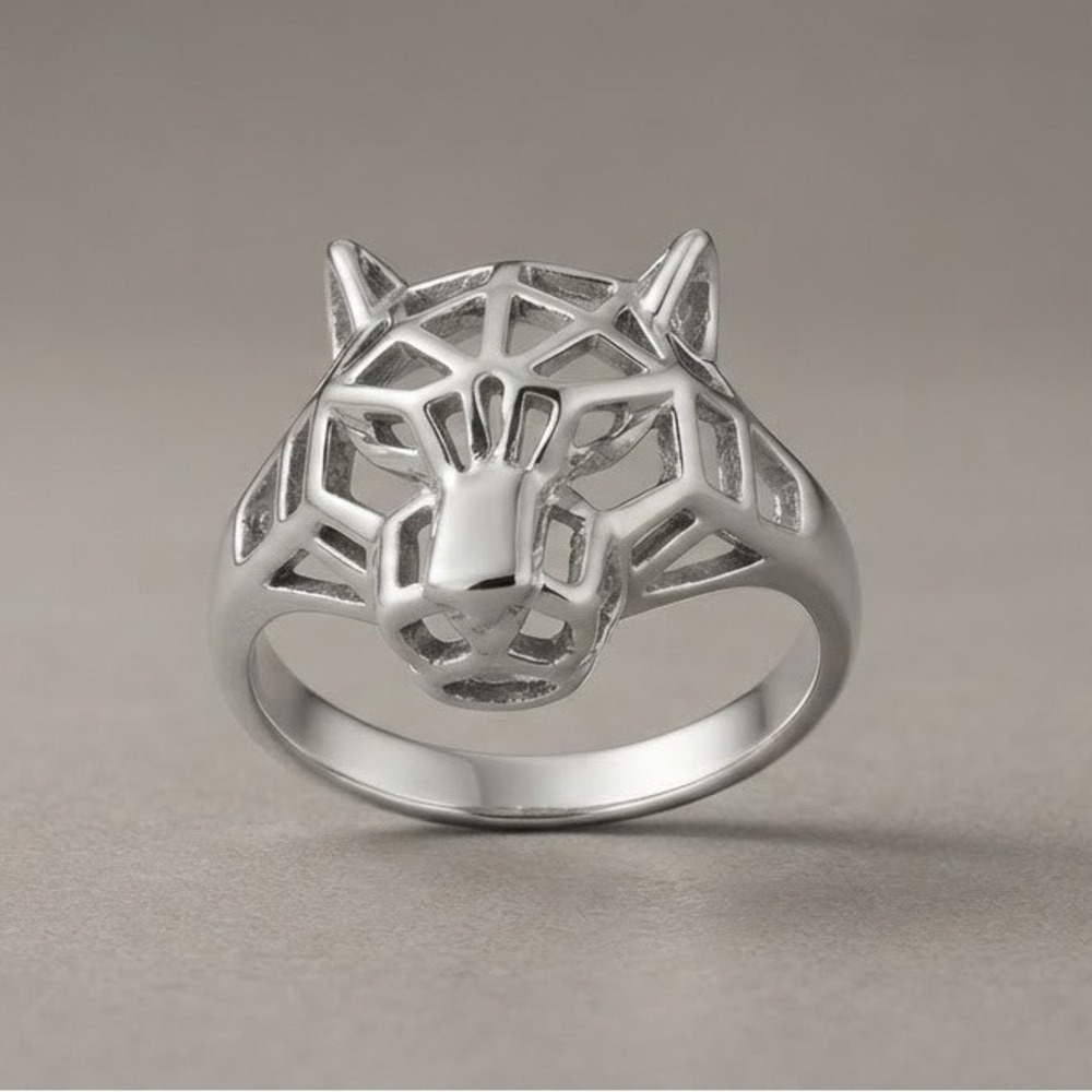 Sterling Silver‎ 925 Geometric Panther Ring Statement Animal Print 2.03g Sz 9